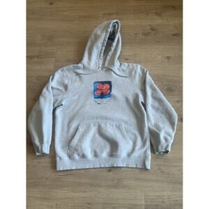 Stussy Hibiscus Hoodie Ash Heather Mens Size Large Pullover Sweater Grey